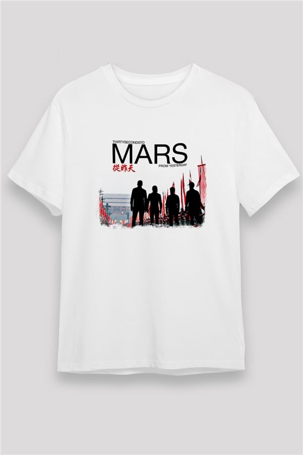 30 Seconds To Mars Printed Unisex White T-Shirt