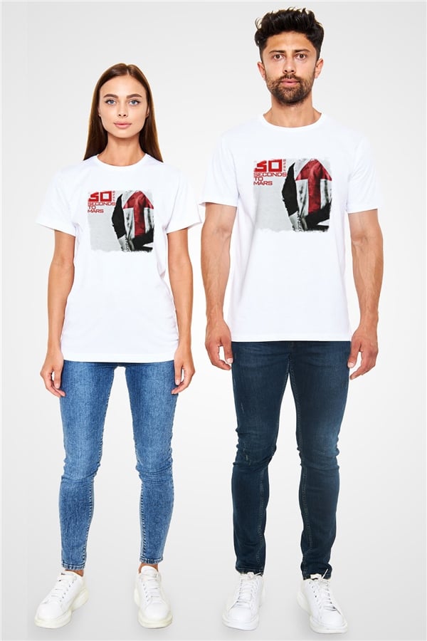 30 Seconds To Mars Printed Unisex White T-Shirt