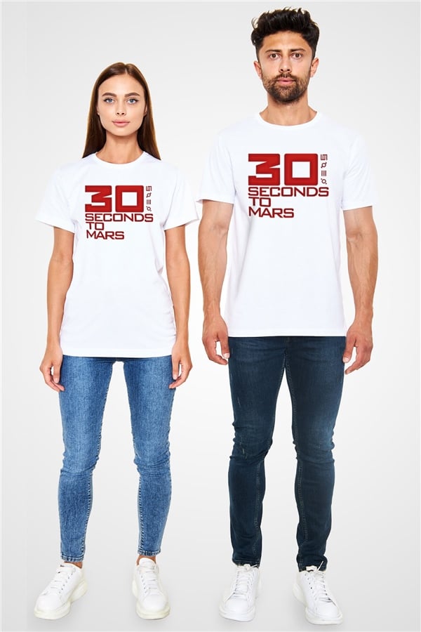 30 Seconds To Mars Printed Unisex White T-Shirt