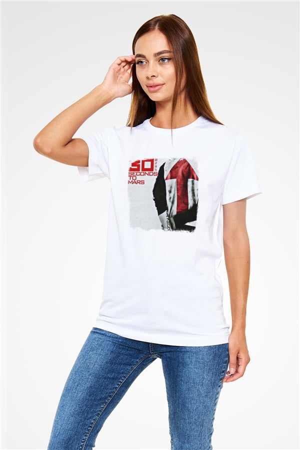 30 Seconds To Mars Printed Unisex White T-Shirt