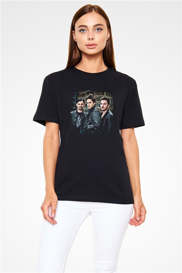 30 Seconds To Mars Printed Unisex Black T-Shirt