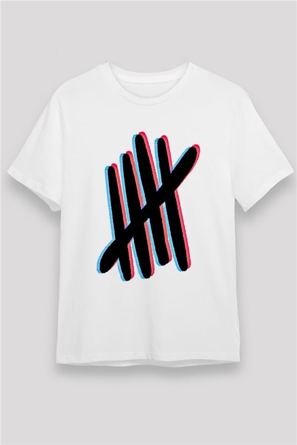 5 Seconds Of Summer Printed Unisex White T-Shirt