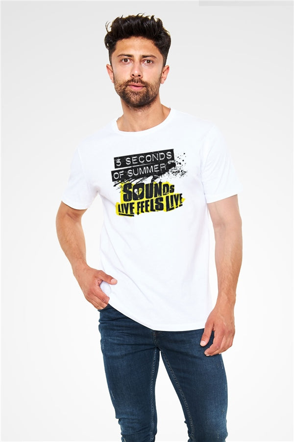 5 Seconds Of Summer Printed Unisex White T-Shirt