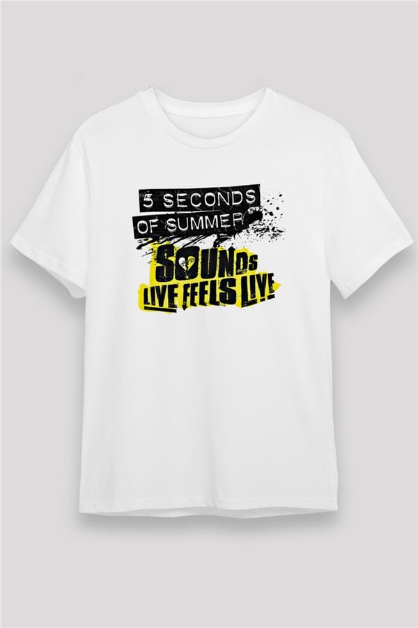 5 Seconds Of Summer Printed Unisex White T-Shirt