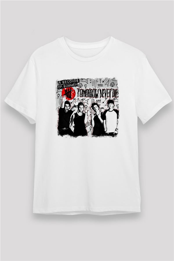 5 Seconds Of Summer Printed Unisex White T-Shirt