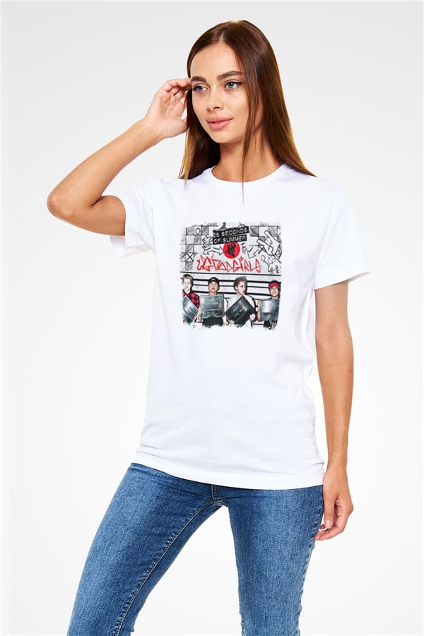 5 Seconds Of Summer Printed Unisex White T-Shirt