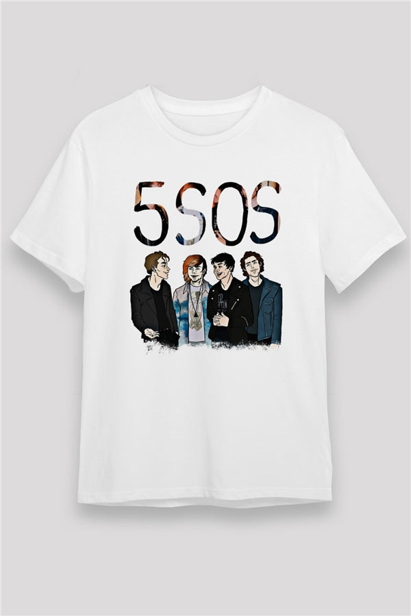 5 Seconds Of Summer Printed Unisex White T-Shirt