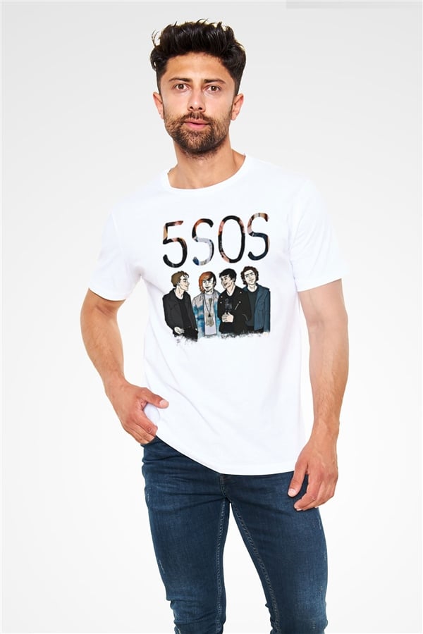 5 Seconds Of Summer Printed Unisex White T-Shirt