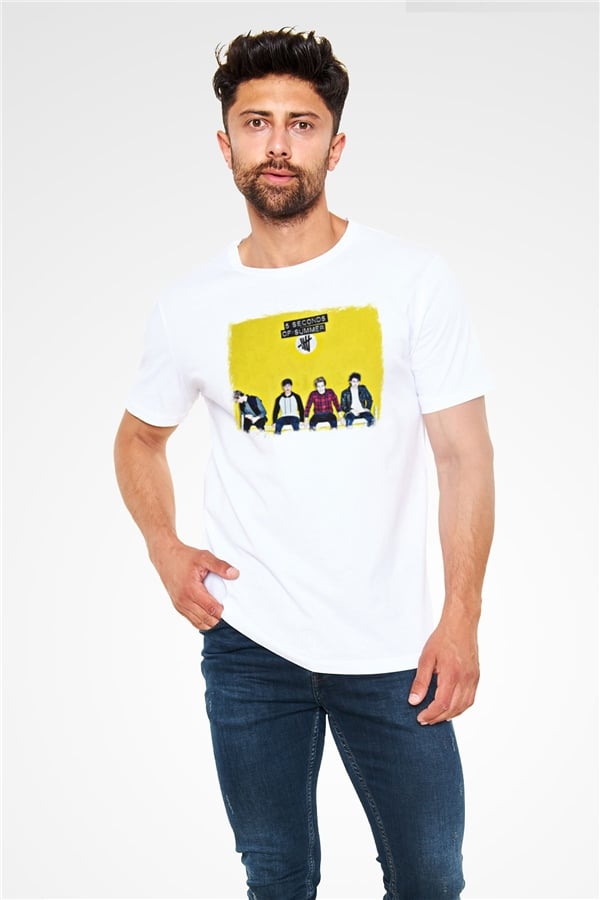 5 Seconds Of Summer Printed Unisex White T-Shirt