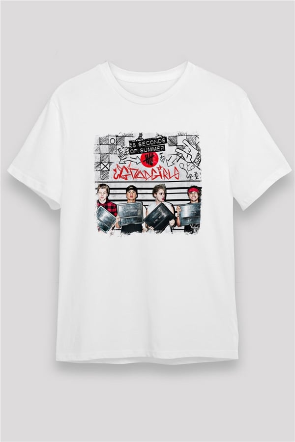 5 Seconds Of Summer Printed Unisex White T-Shirt