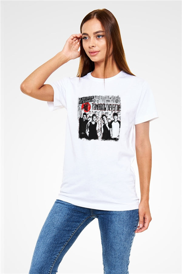 5 Seconds Of Summer Printed Unisex White T-Shirt