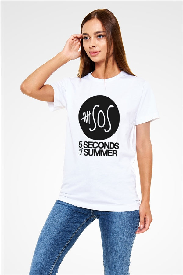 5 Seconds Of Summer Printed Unisex White T-Shirt