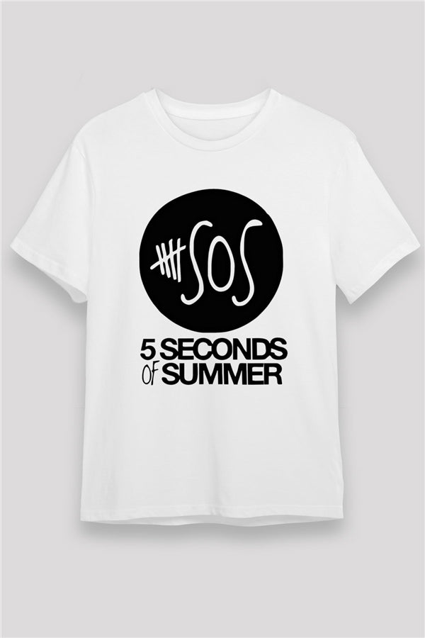 5 Seconds Of Summer Printed Unisex White T-Shirt