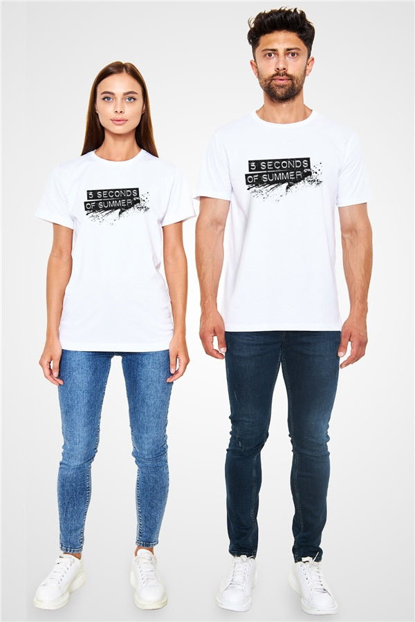 5 Seconds Of Summer Printed Unisex White T-Shirt
