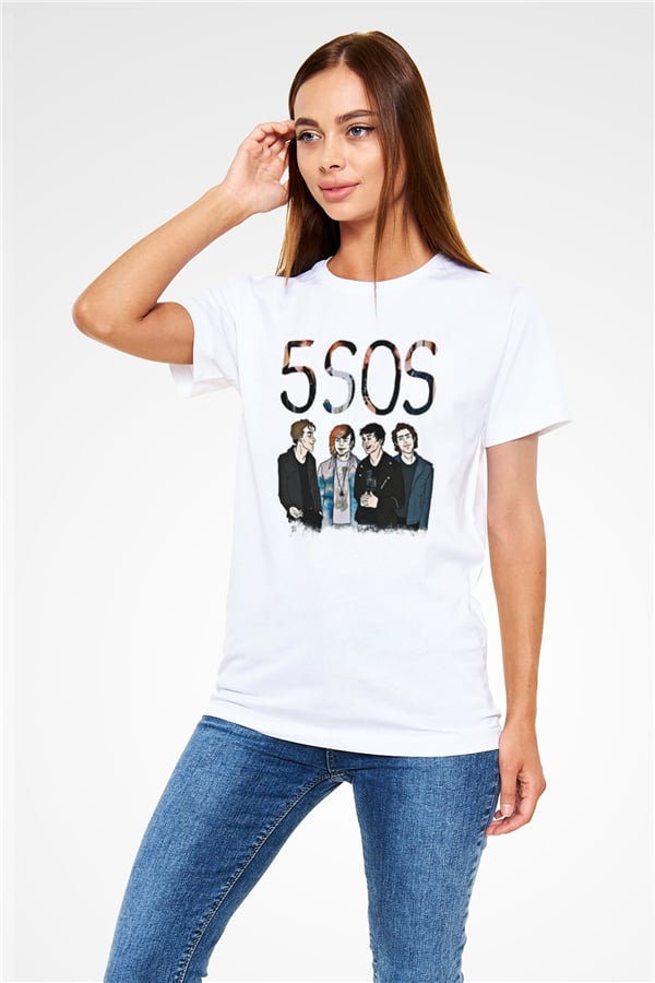 5 Seconds Of Summer Printed Unisex White T-Shirt