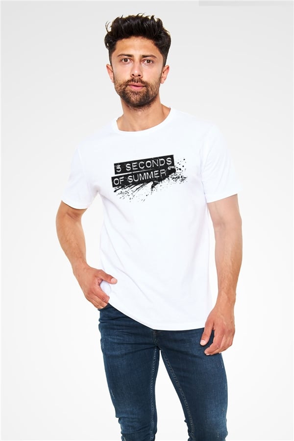 5 Seconds Of Summer Printed Unisex White T-Shirt