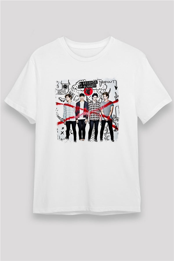 5 Seconds Of Summer Printed Unisex White T-Shirt