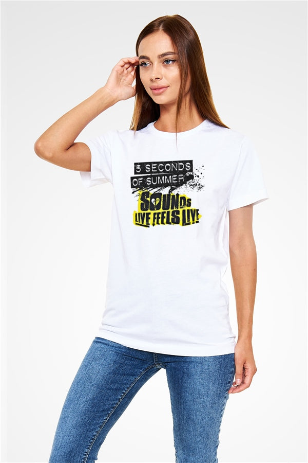5 Seconds Of Summer Printed Unisex White T-Shirt