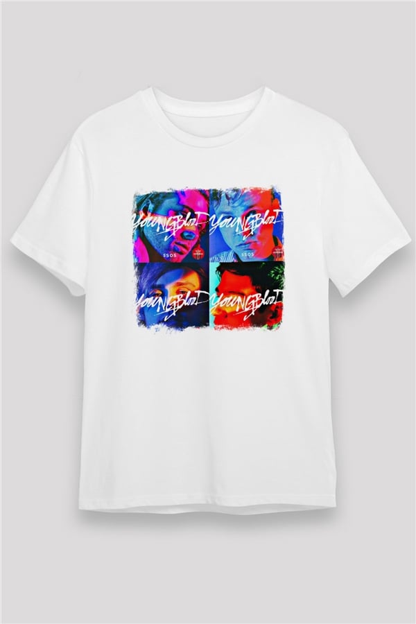 5 Seconds Of Summer Printed Unisex White T-Shirt