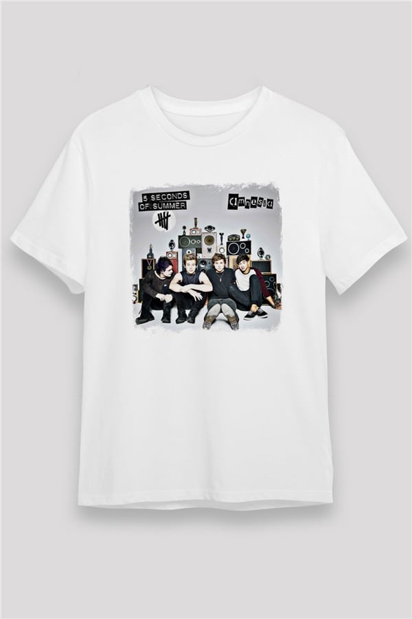 5 Seconds Of Summer Printed Unisex White T-Shirt