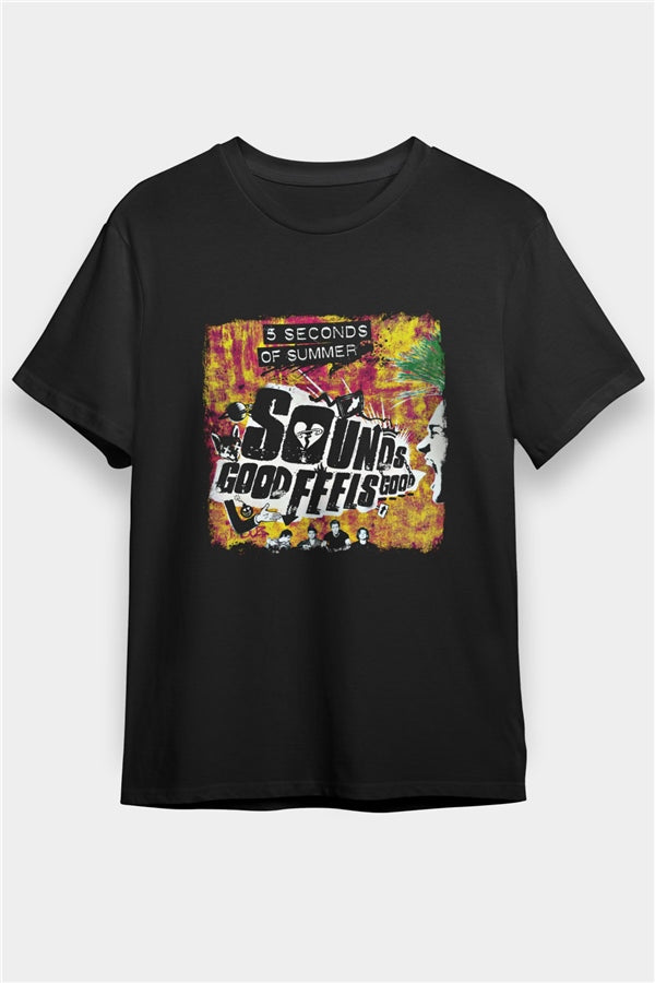 5 Seconds Of Summer Printed Unisex Black T-Shirt
