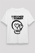 5 Seconds Of Summer Skull Logo White Unisex T-Shirt