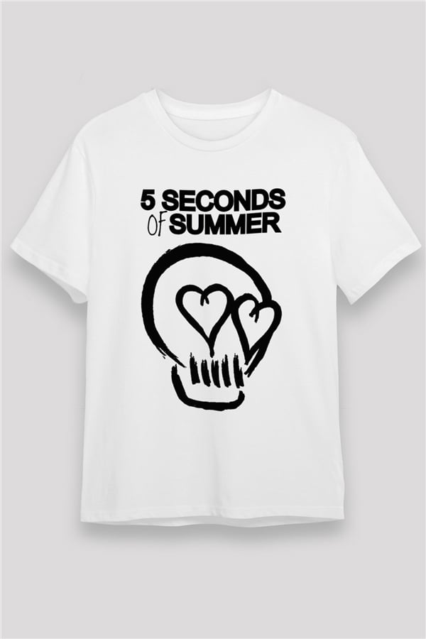 5 Seconds Of Summer Skull Logo White Unisex T-Shirt