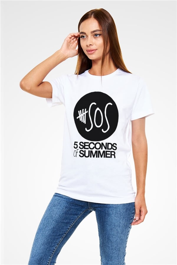 5 Seconds Of Summer SOS Logo White Unisex T-Shirt