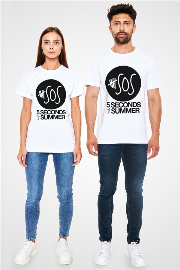 5 Seconds Of Summer SOS Logo White Unisex T-Shirt
