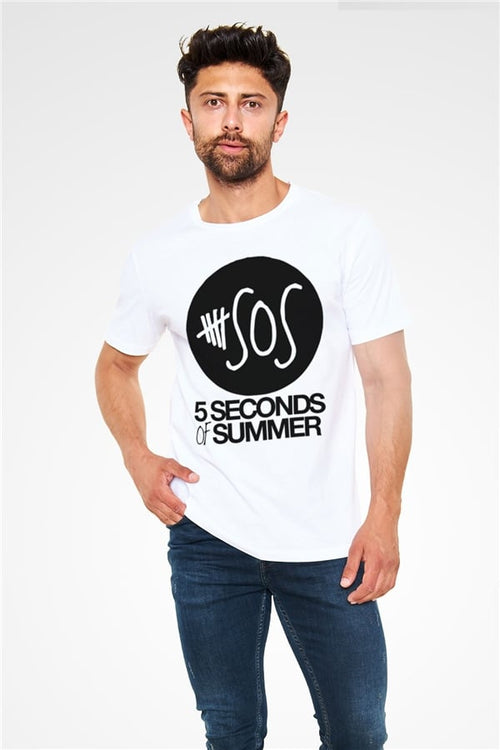 5 Seconds Of Summer SOS Logo White Unisex T-Shirt