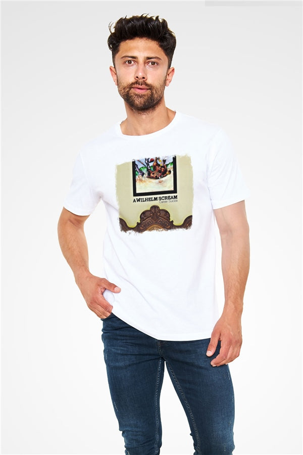 A Wilhelm Scream Printed Unisex White T-Shirt