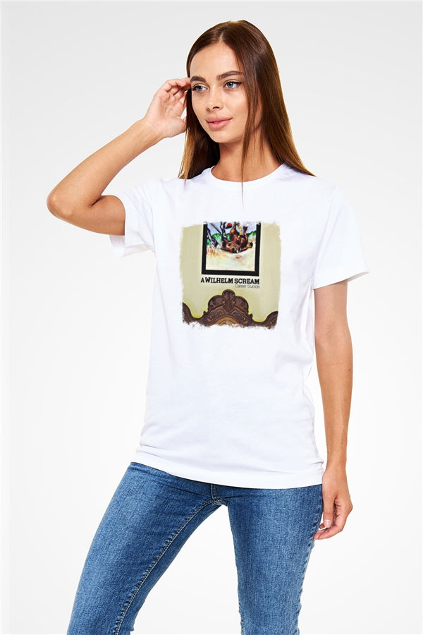 A Wilhelm Scream Printed Unisex White T-Shirt