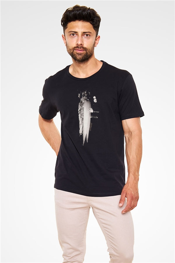 Abruptum Printed Unisex Black T-Shirt