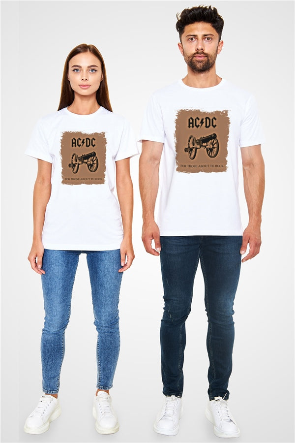 AC/DC Printed Unisex White T-Shirt