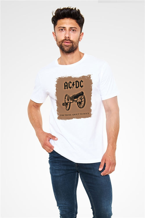 AC/DC Printed Unisex White T-Shirt