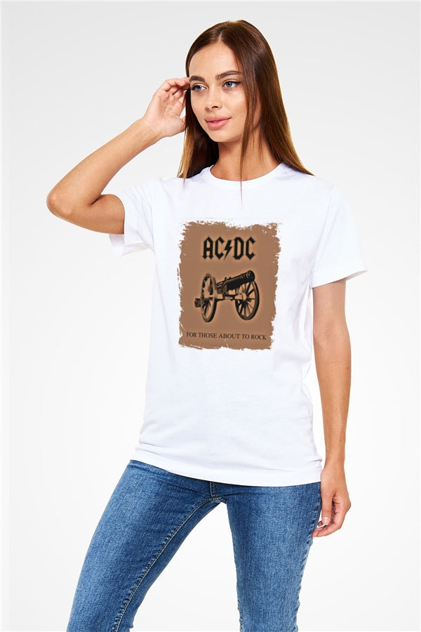 AC/DC Printed Unisex White T-Shirt