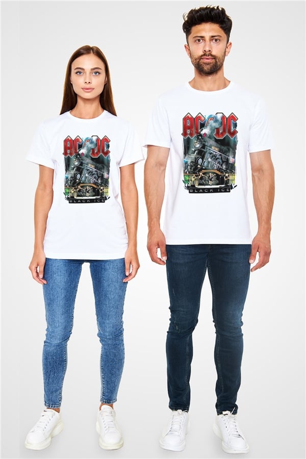 AC DC Black Ice White Unisex T-Shirt