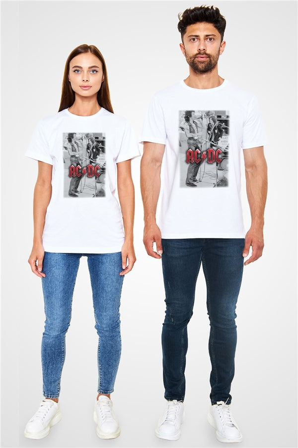 AC DC Brian Johnson Angus Young White Unisex T-Shirt