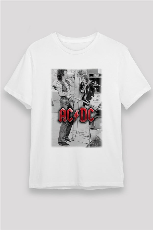 AC DC Brian Johnson Angus Young White Unisex T-Shirt