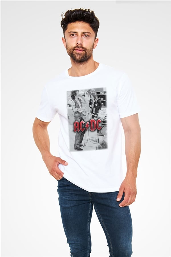 AC DC Brian Johnson Angus Young White Unisex T-Shirt
