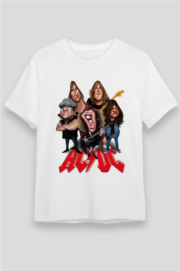 AC DC White Unisex Group Graphic T-Shirt