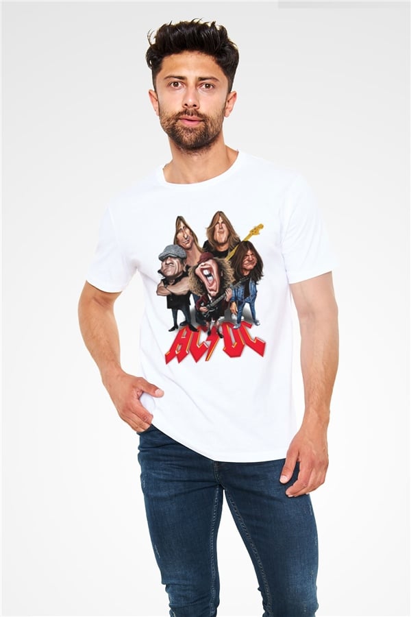 AC DC White Unisex Group Graphic T-Shirt