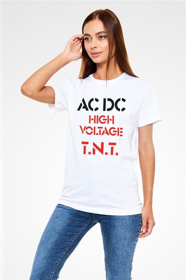 AC DC High Voltage TNT White Unisex T-Shirt