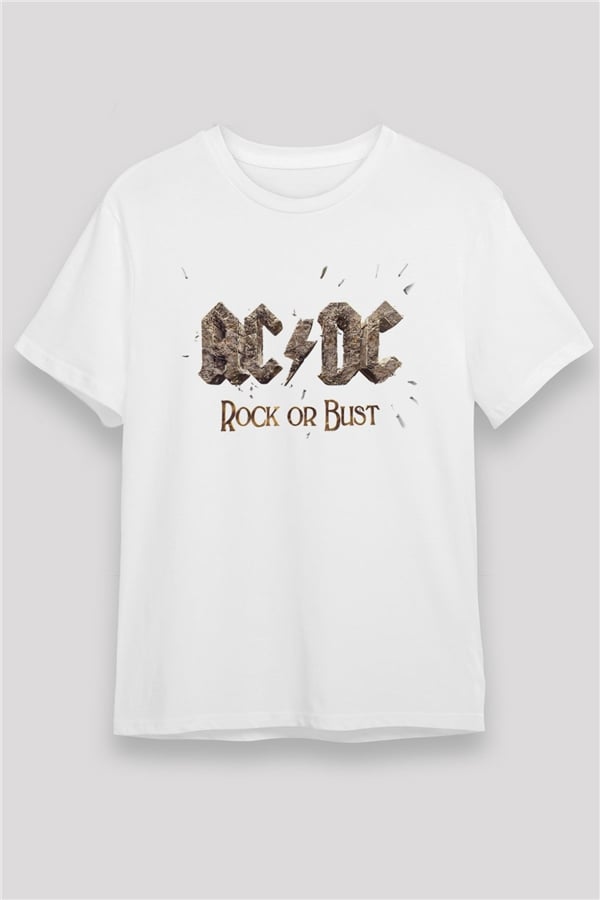 AC DC Rock Or Bust White Unisex T-Shirt