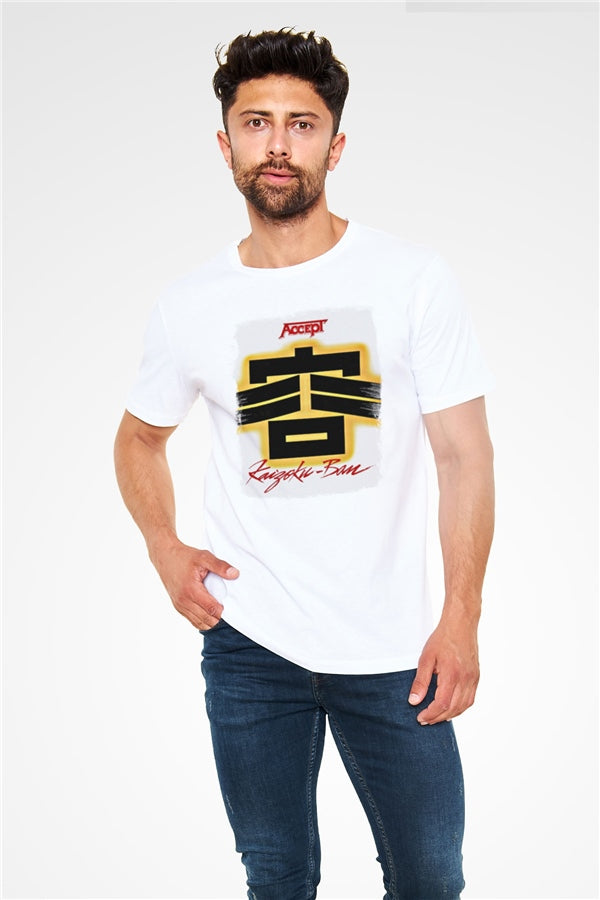 Accept Printed Unisex White T-Shirt