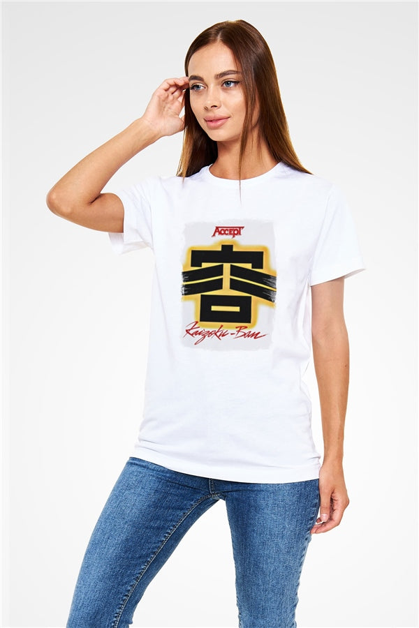 Accept Printed Unisex White T-Shirt