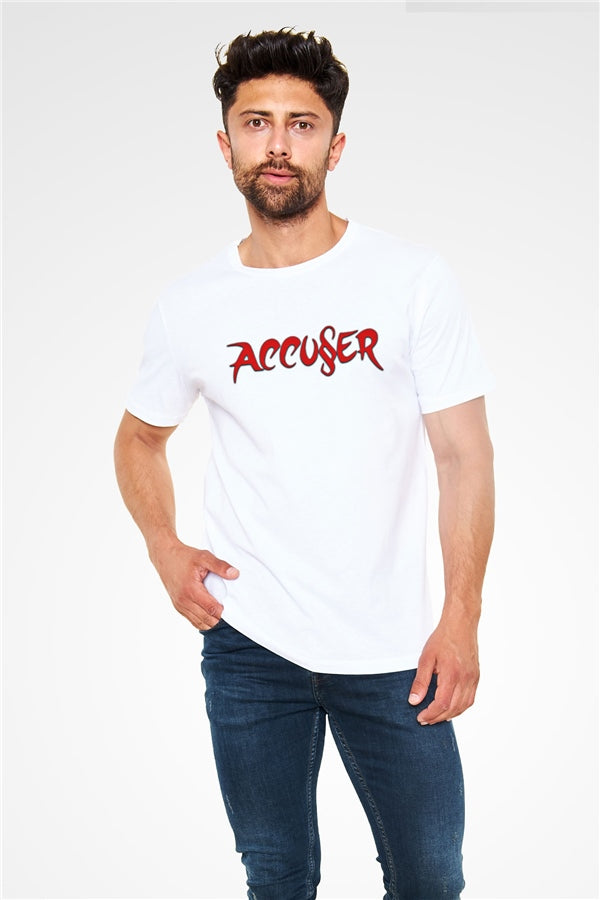 Accuser Printed Unisex White T-Shirt