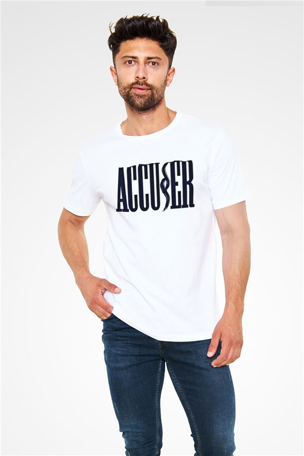 Accuser Printed Unisex White T-Shirt