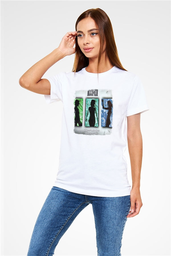 Accuser Printed Unisex White T-Shirt