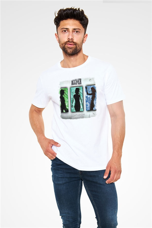 Accuser Printed Unisex White T-Shirt